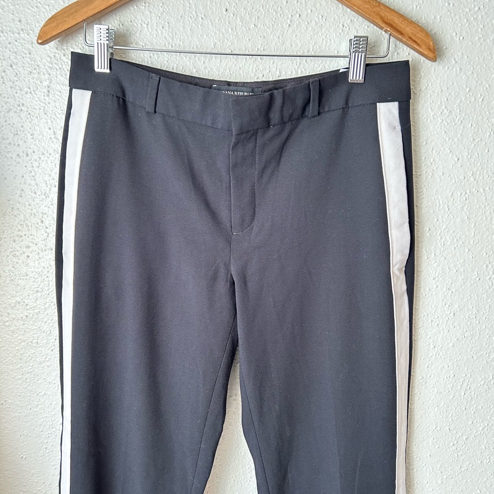 Banana Republic Avery Striped Tuxedo Pants Black White SZ 4 - Picture 5 of 10
